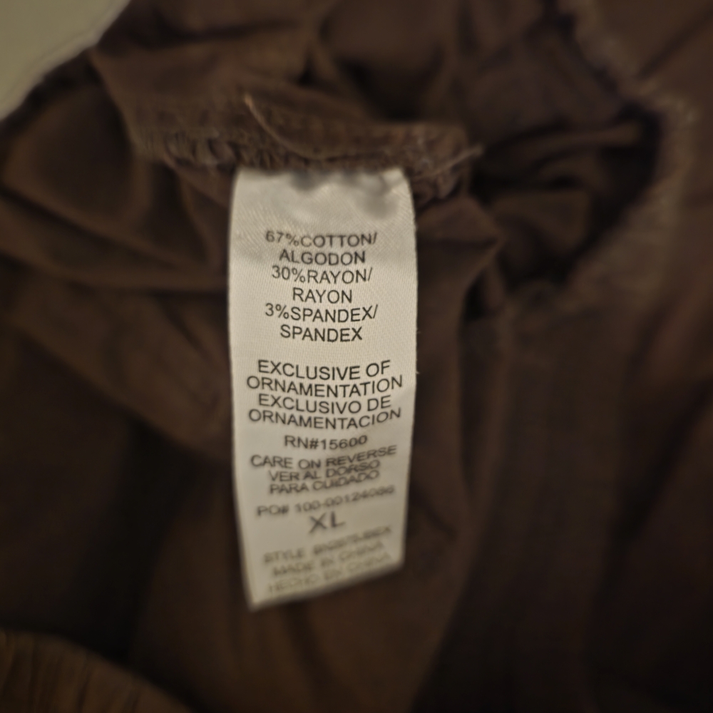 Democracy Brown Elastic Waist Ankle Pants XL Stretch Cotton Blend - Picture 6 of 7